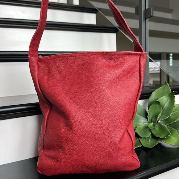 New! foks form Tote Bag genuine Leather Minimal Hobo Shoulder purse handbag - Picture 5 of 13